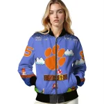 custom clemson tigers mario blocks blue black bomber jacket best selling
