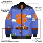 custom clemson tigers mario blocks blue black bomber jacket best selling