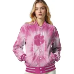 custom clemson tigers pink tie dye pink varsity jacket best selling