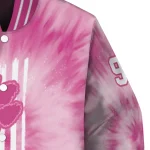 custom clemson tigers pink tie dye pink varsity jacket best selling