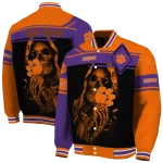 custom clemson tigers reaper hands orange black varsity jacket best selling