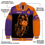 custom clemson tigers reaper hands orange black varsity jacket best selling