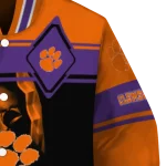 custom clemson tigers reaper hands orange black varsity jacket best selling