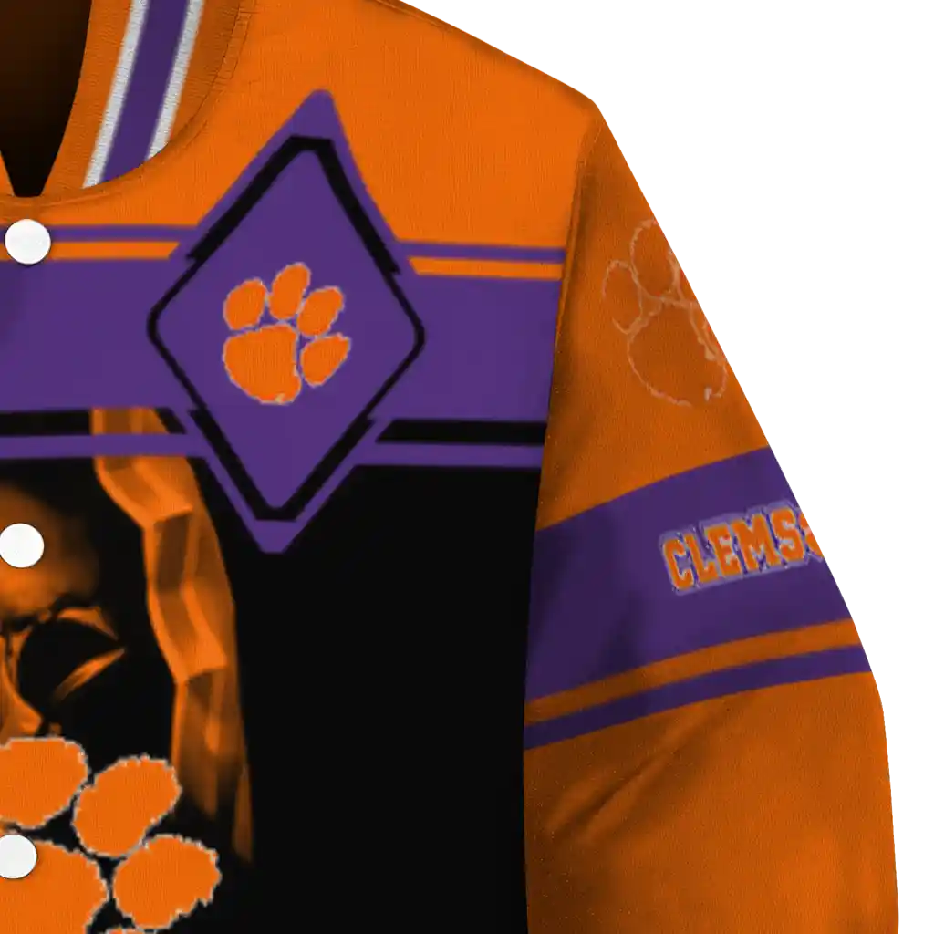custom clemson tigers reaper hands orange black varsity jacket premium grade custom clemson tigers reaper hands orange black varsity jacket premium grade