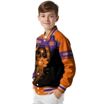 custom clemson tigers reaper hands orange black varsity jacket best selling
