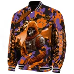 custom clemson tigers skull horde orange varsity jacket best selling