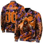 custom clemson tigers skull horde orange varsity jacket best selling
