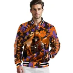 custom clemson tigers skull horde orange varsity jacket best selling