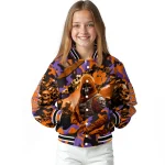 custom clemson tigers skull horde orange varsity jacket best selling