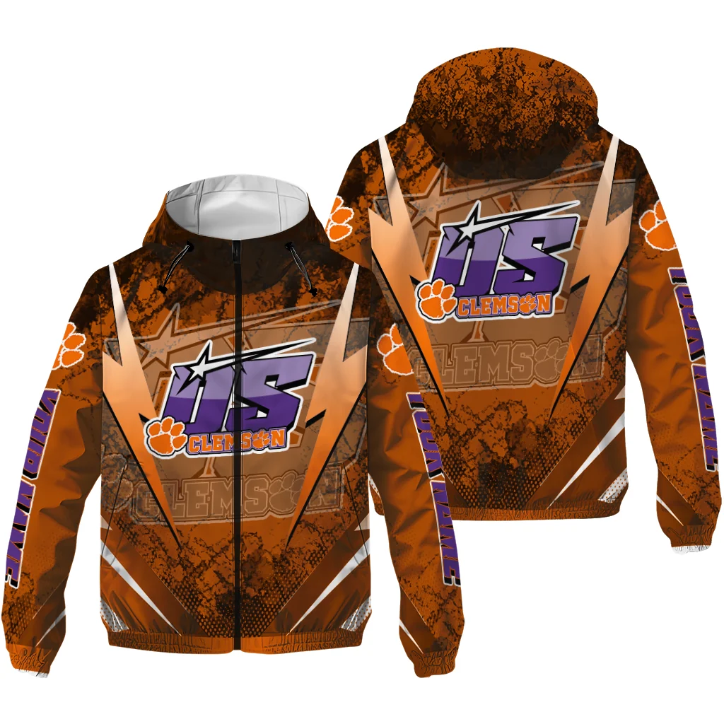 custom clemson tigers us rock star orange windbreaker jacket high quality custom clemson tigers us rock star orange windbreaker jacket high quality