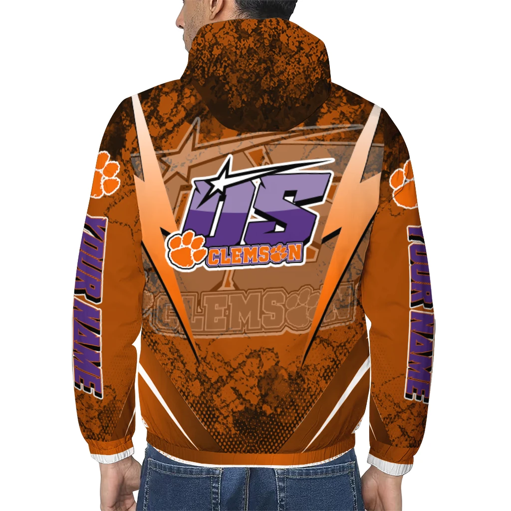 custom clemson tigers us rock star orange windbreaker jacket trendy custom clemson tigers us rock star orange windbreaker jacket trendy