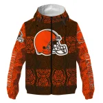 custom cleveland browns cat eyes brown windbreaker jacket best selling