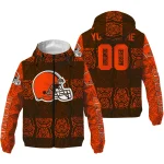 custom cleveland browns cat eyes brown windbreaker jacket best selling