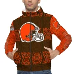 custom cleveland browns cat eyes brown windbreaker jacket best selling