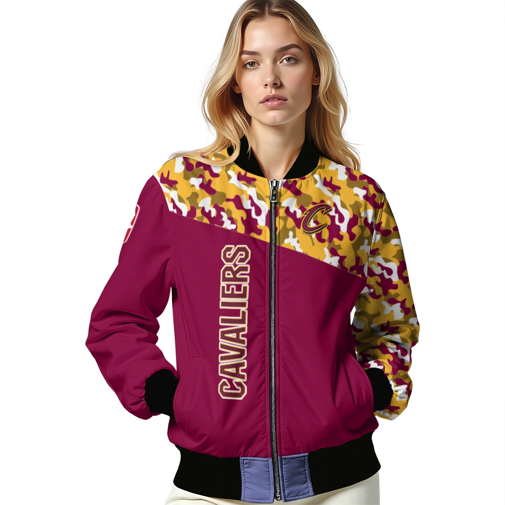 custom cleveland cavaliers camouflage style wine bomber jacket latest model custom cleveland cavaliers camouflage style wine bomber jacket latest model