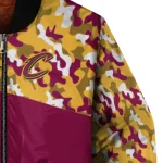 custom cleveland cavaliers camouflage style wine bomber jacket best selling