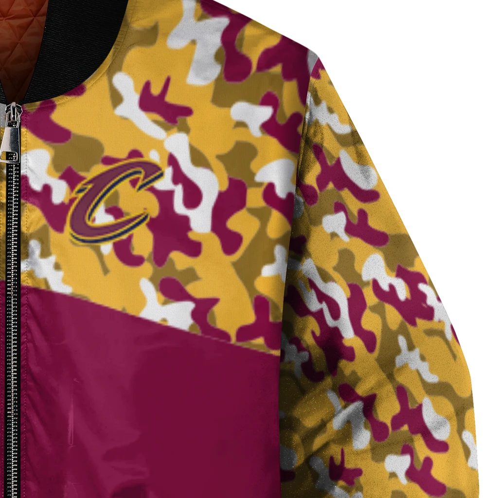 custom cleveland cavaliers camouflage style wine bomber jacket premium grade custom cleveland cavaliers camouflage style wine bomber jacket premium grade