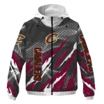 custom cleveland cavaliers claw mesh wine gray windbreaker jacket best selling