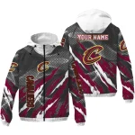 custom cleveland cavaliers claw mesh wine gray windbreaker jacket best selling