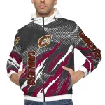 custom cleveland cavaliers claw mesh wine gray windbreaker jacket best selling