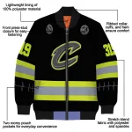 custom cleveland cavaliers heartbeat accent black green bomber jacket best selling