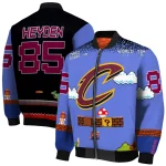 custom cleveland cavaliers mario blocks blue black bomber jacket best selling