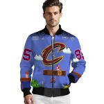 custom cleveland cavaliers mario blocks blue black bomber jacket best selling