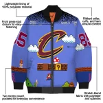 custom cleveland cavaliers mario blocks blue black bomber jacket best selling