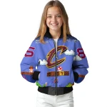 custom cleveland cavaliers mario blocks blue black bomber jacket best selling