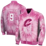 custom cleveland cavaliers pink tie dye pink varsity jacket best selling