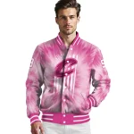 custom cleveland cavaliers pink tie dye pink varsity jacket best selling