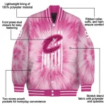 custom cleveland cavaliers pink tie dye pink varsity jacket best selling