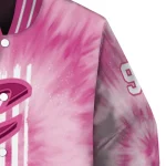 custom cleveland cavaliers pink tie dye pink varsity jacket best selling