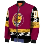 custom cleveland cavaliers skull emblem wine black bomber jacket best selling