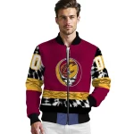 custom cleveland cavaliers skull emblem wine black bomber jacket best selling