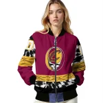 custom cleveland cavaliers skull emblem wine black bomber jacket best selling