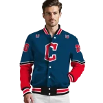 custom cleveland guardians chevron style navy blue varsity jacket best selling