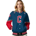 custom cleveland guardians chevron style navy blue varsity jacket best selling