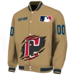 custom cleveland guardians claw swipe beige varsity jacket best selling