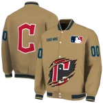 custom cleveland guardians claw swipe beige varsity jacket best selling