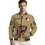 custom cleveland guardians claw swipe beige varsity jacket best selling