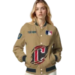 custom cleveland guardians claw swipe beige varsity jacket best selling
