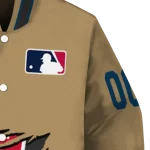 custom cleveland guardians claw swipe beige varsity jacket best selling