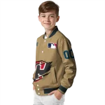 custom cleveland guardians claw swipe beige varsity jacket best selling