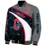custom cleveland guardians electric flash navy blue varsity jacket best selling
