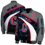 custom cleveland guardians electric flash navy blue varsity jacket best selling