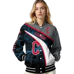 custom cleveland guardians electric flash navy blue varsity jacket best selling