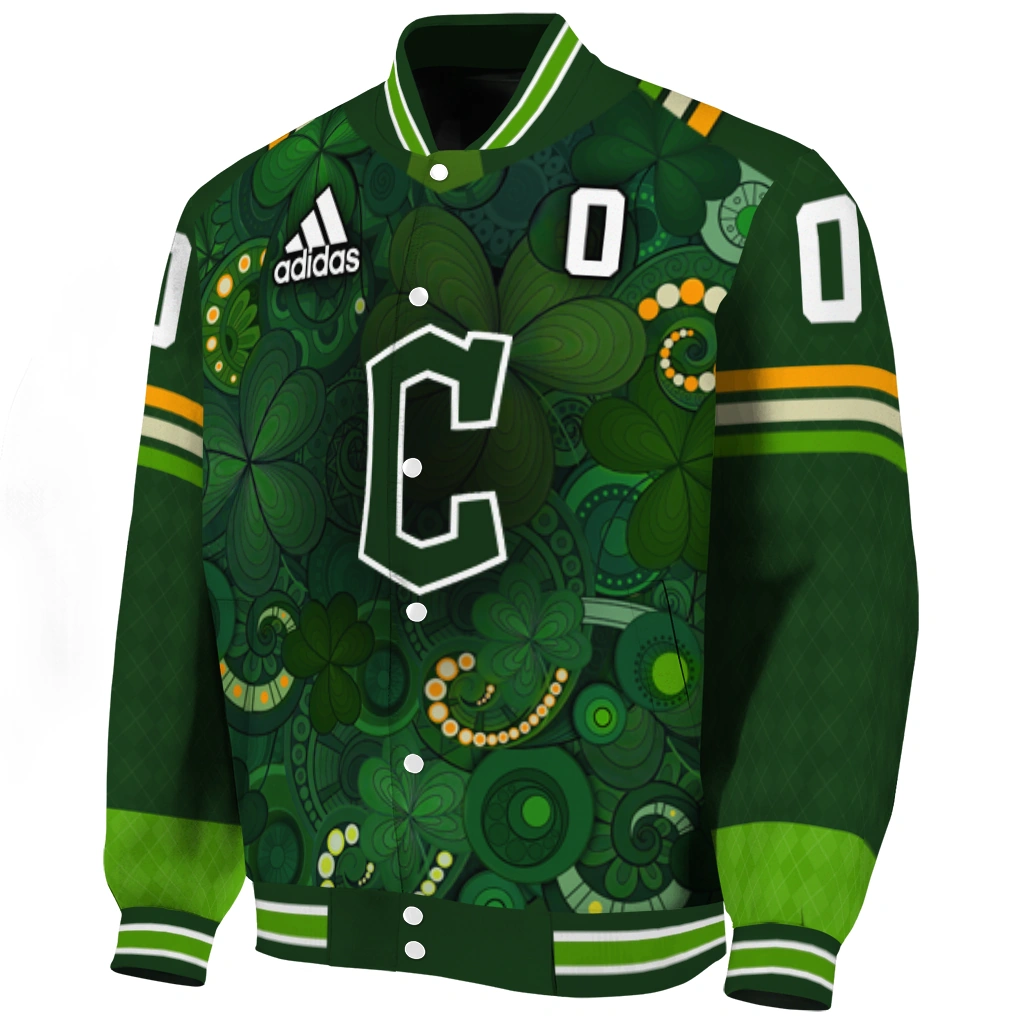 custom cleveland guardians shamrock vortex green varsity jacket best selling custom cleveland guardians shamrock vortex green varsity jacket best selling