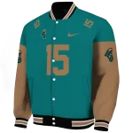 custom coastal carolina chanticleers team patch green varsity jacket best selling