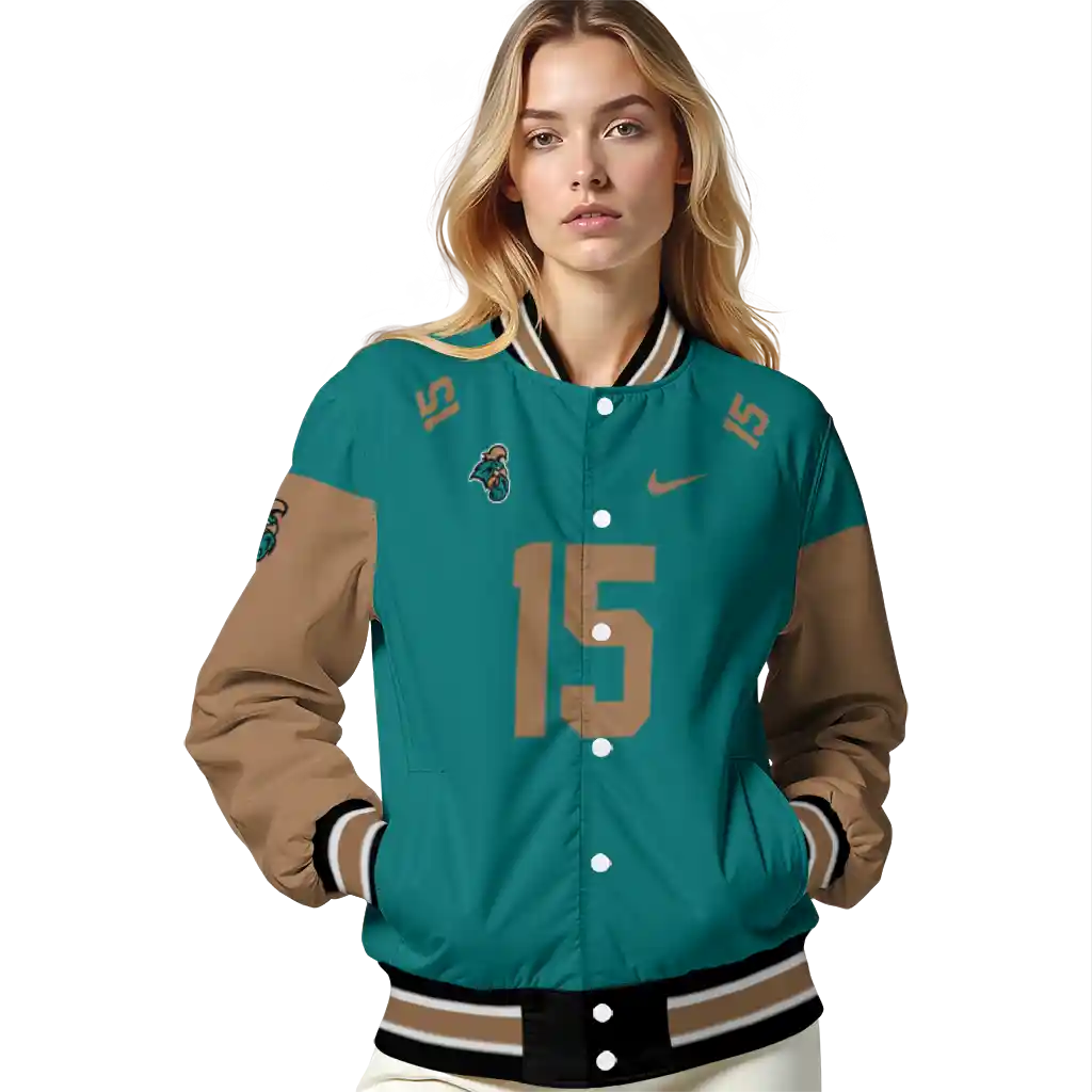 custom coastal carolina chanticleers team patch green varsity jacket latest model custom coastal carolina chanticleers team patch green varsity jacket latest model